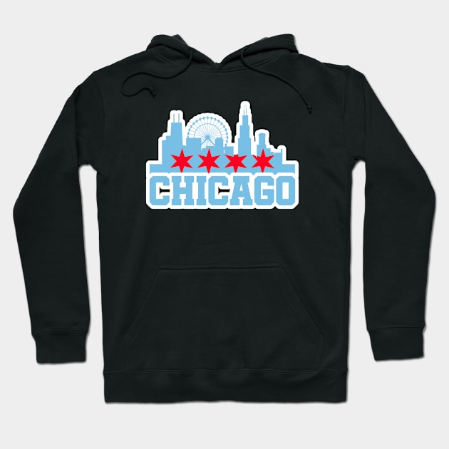 Chicago Skyline Flag Colors Hoodie by AR DESIGN